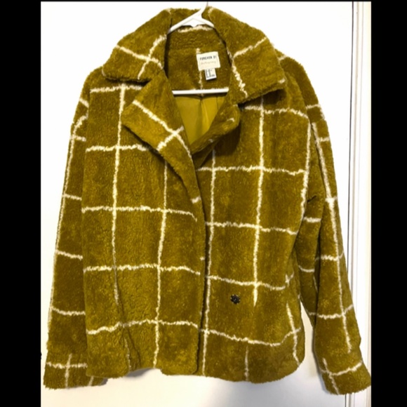Mustard Plaid Teddy Jacket size XS - Picture 1 of 8